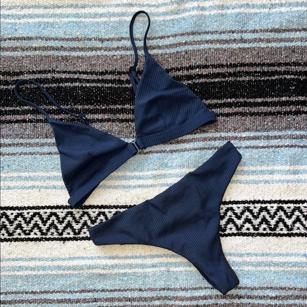 Acacia Swimwear Blue Triangle Thong Bikini Set